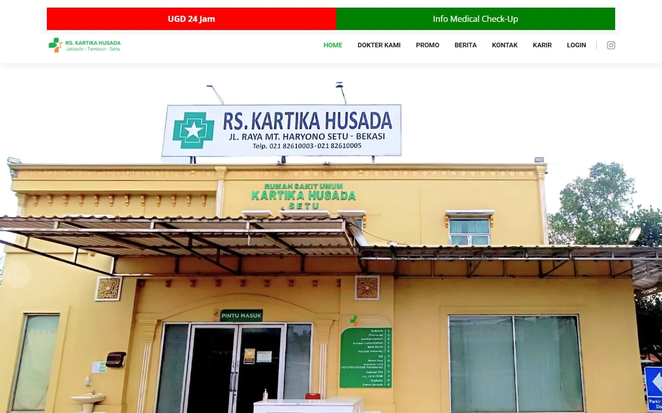 Halaman utama website RS Kartika Husada